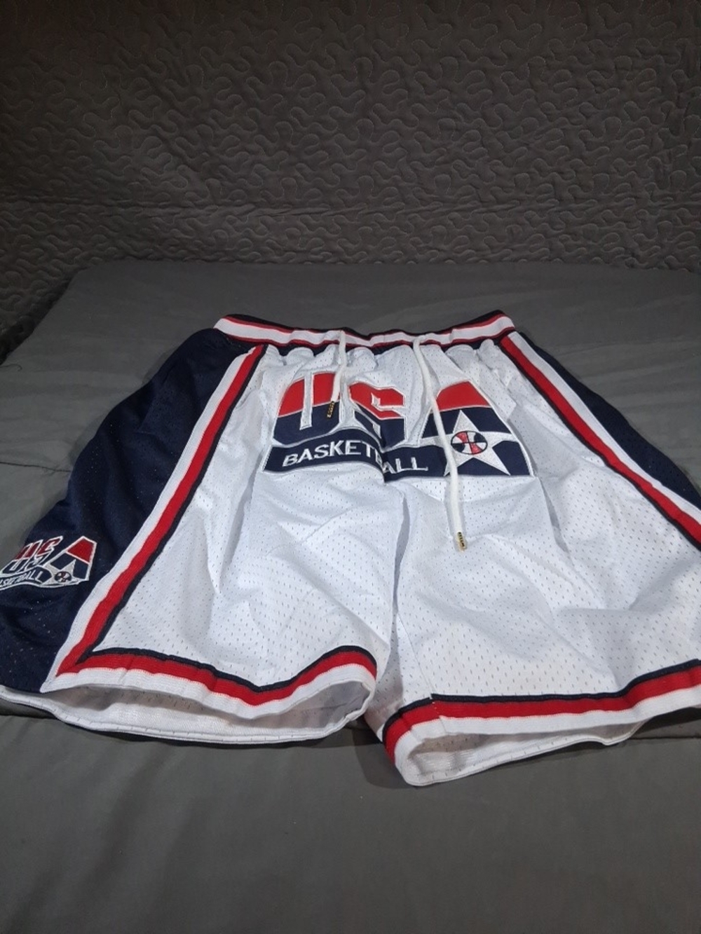 Just Don USA Basketball White, Navy & Red Mesh Shorts